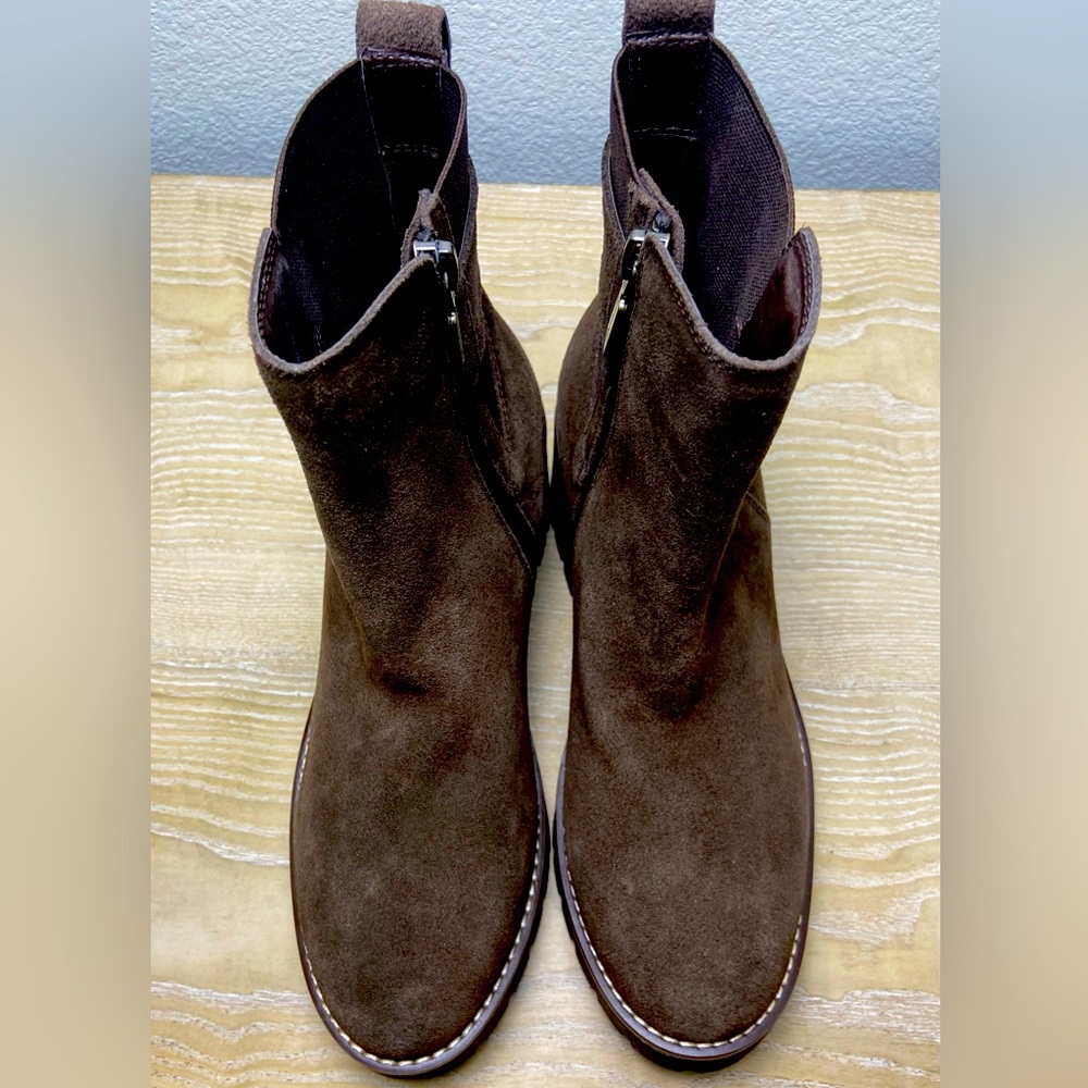 Blondo Dahlia Waterproof Bootie Inside ZipperJava Brown Suede Leather Women's